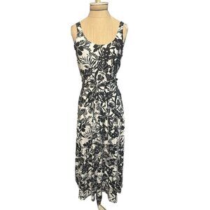 Ann Taylor LOFT Maxi Dress Strappy Black White Floral Print Knit NWT XS